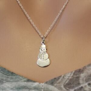 Sterling Silver Snowman Charm Necklace